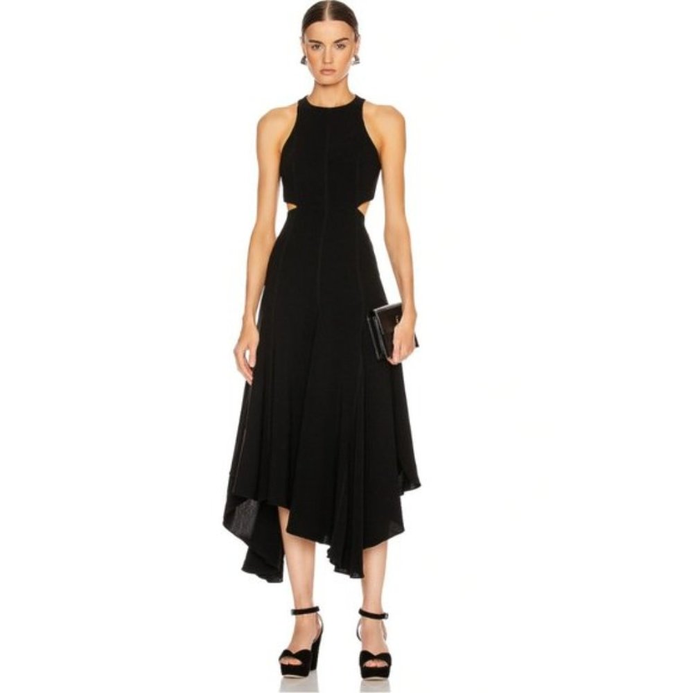 Cinq A Sept Women's Black Sleeveless Belladonna Cutout Midi Dress Size 4